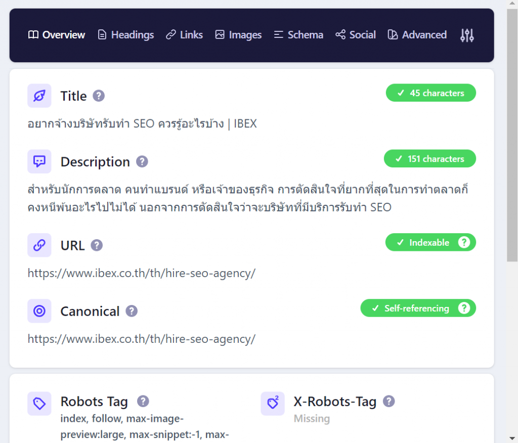 ส่วนขยาย Detailed SEO Extension 